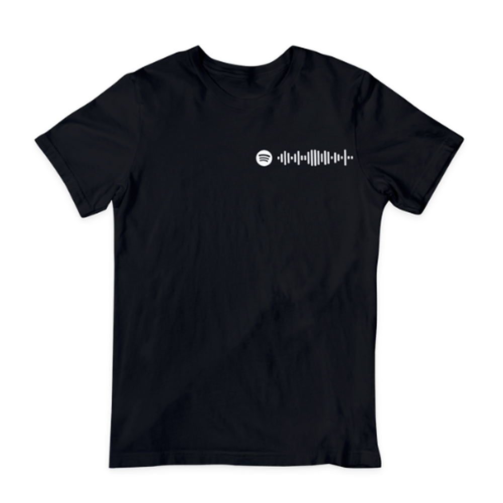 T-shirt zwart geborduurd borduren spotify code