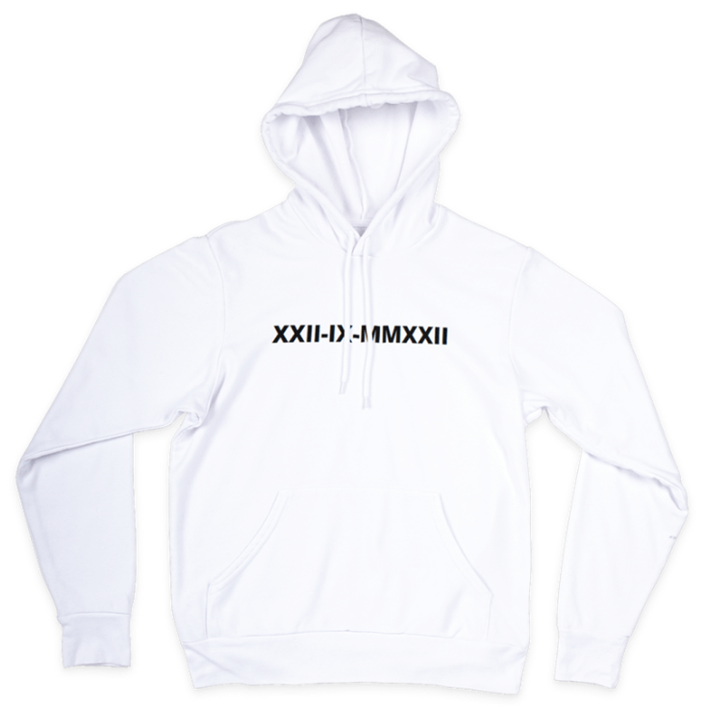 Trui hoodie met romeinse cijfers wit geborduurd